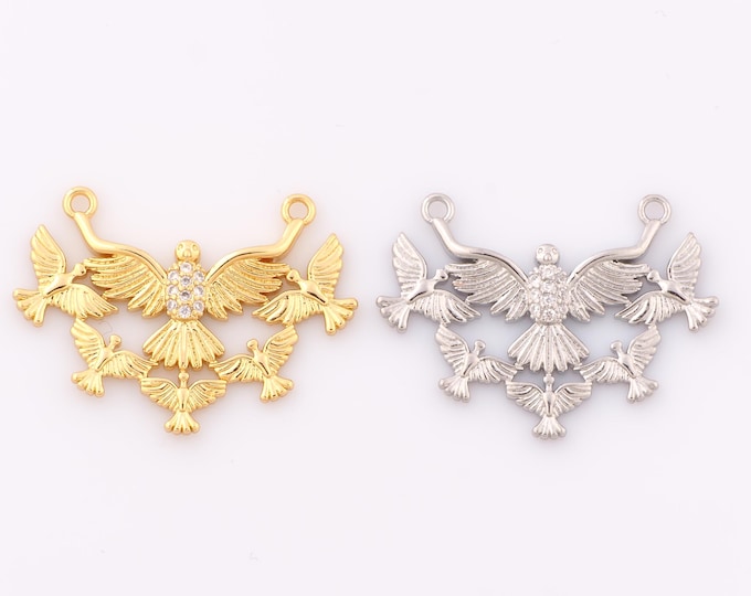1 pcs Gold CZ Bird Pendant,18K Gold Filled Bird Charm,Bird Charm DIY Bracelet Necklace Jewelry Making Findings Supply
