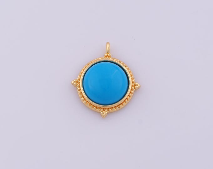 1 pcs Gold Round Pendant,18K Gold Filled Coin Charm,Disc Charms DIY Bracelet Necklace Jewelry Making Findings Supply