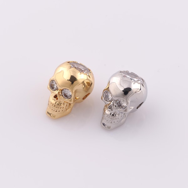 1 Stück 18K Gold gefüllte Schädel Spacer Perlen, Schädel Perlen, Schädel Perlen für DIY Schmuckherstellung Lieferung