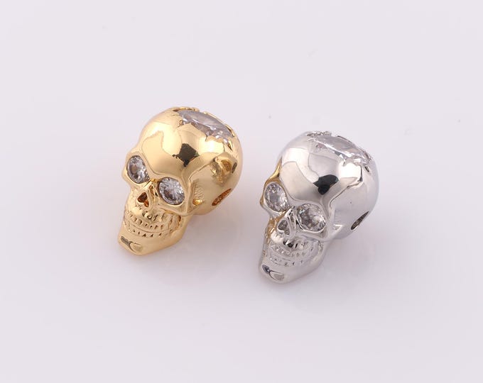 1 pcs 18K Gold Filled Skull Spacer Beads,Skull Beads,Skull Beads for DIY Jewelry Making Findings Supply