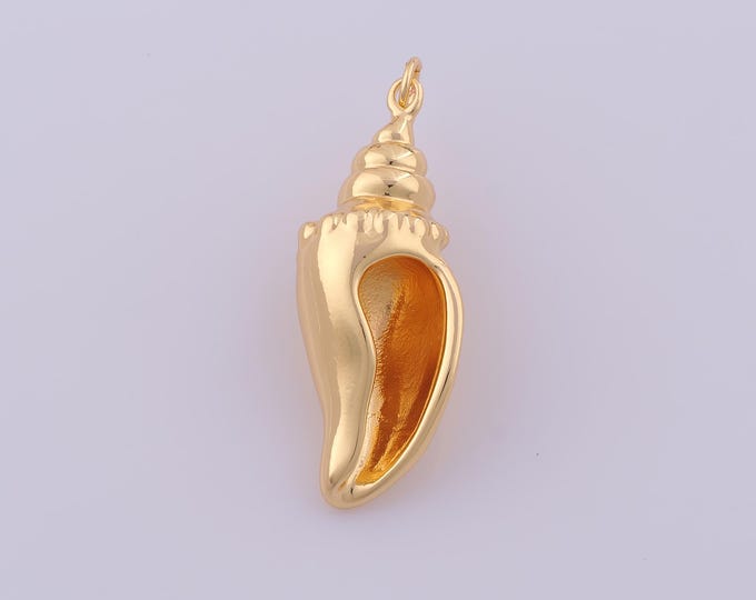 1 pcs Gold Conch Pendant,18K Gold Filled Conch Charm,Conch Charms DIY Bracelet Necklace Jewelry Making Findings Supply