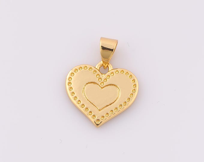 1 pcs Gold Heart Pendant,18K Gold Filled Simple Charm,Minimalist Charm DIY Bracelet Necklace Jewelry Making Findings Supply