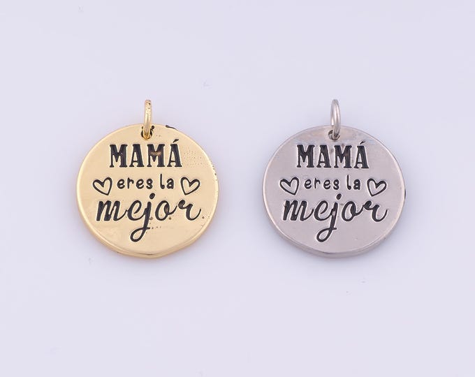 1 pcs Gold Round Medal Pendant,18K Gold Filled Disc Charm,Mother's Day Gift Charms DIY Bracelet Necklace Jewelry Making Findings Supply