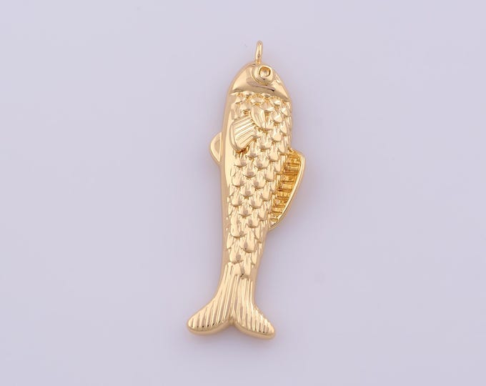 1 pcs Gold Fish Pendant,18K Gold Filled Marine Life Charm,Fish Charms DIY Bracelet Necklace Jewelry Making Findings Supply
