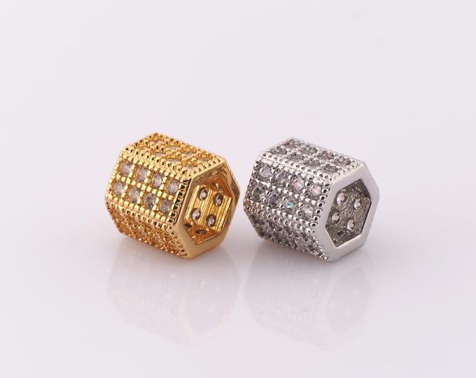 1 pcs 18K Gold Filled Hexagon Spacer Beads,Large Hole Beads,Hexagon Beads for DIY Jewelry Making Findings Supply