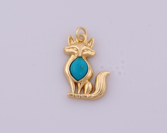 1 pcs Gold Fox Pendant,18K Gold Filled Animal Charm,Fox Charms DIY Bracelet Necklace Jewelry Making Findings Supply