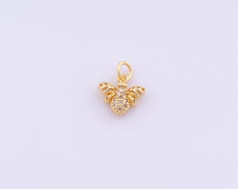 1 pcs Gold CZ Bee Pendant,18K Gold Filled Insect Charm,Bee Charms DIY Bracelet Necklace Jewelry Making Findings Supply