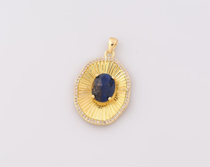 1 pcs Gold CZ Oval Pendant,18K Gold Filled Oval Charm,Oval Charms,DIY Bracelet Necklace Jewelry Making Findings Supply
