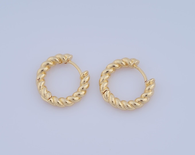 1 pair Gold Twist Earrings,18K Gold Filled Huggie Hoop Earring ,Hoop Earrings,Hypoallergenic Huggie Hoop,Gift for Her