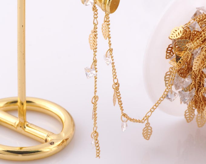 1 Meter Gold Leaf Chain, 18K Gold Filled Semi Finished Chain, Specialty Chains, DIY Jewelry Making Supplies