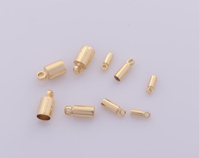 50 pcs 18K Gold Filled Bead Caps Cord End Cord Tip Solid End Cap DIY Bracelet Necklace Jewelry Making Finding Supply