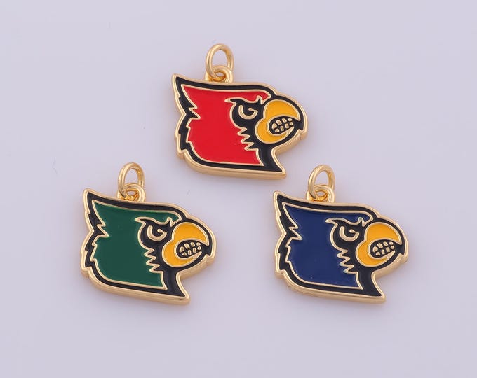 1 pcs Enamel Arizona Cardinals Pendant,18K Gold Filled Cardinals Charm,Arizona Charms DIY Bracelet Necklace Jewelry Making Findings Supply