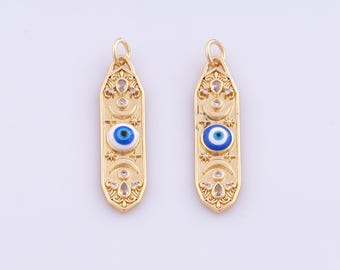1 pcs Gold Enamel Moon Star Pendant,18K Gold Filled Evil Eye Charm,CZ Devil Eye Charms DIY Bracelet Necklace Jewelry Making Findings Supply