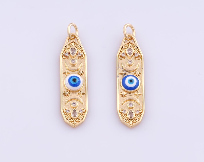 1 pcs Gold Enamel Moon Star Pendant,18K Gold Filled Evil Eye Charm,CZ Devil Eye Charms DIY Bracelet Necklace Jewelry Making Findings Supply