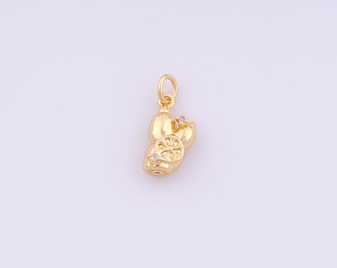 1 pcs CZ Lotus Root Pendant,18K Gold Filled Lotus Root Charm,Lotus Root Charms DIY Bracelet Necklace Jewelry Making Findings Supply