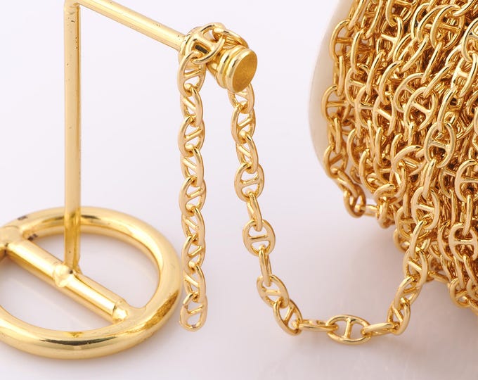 1 Meter Gold Pig Nose Chain, 18K Gold Filled Semi Finished Chain, Specialty Chains, DIY Jewelry Making Supplies