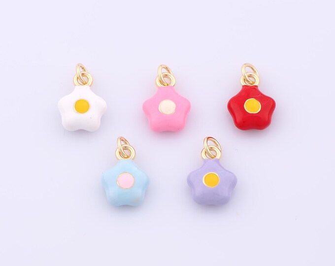 1 pcs Gold Enamel Star Pendant,18K Gold Filled Celestial Charm,Starburst Charms DIY Bracelet Necklace Jewelry Making Findings Supply