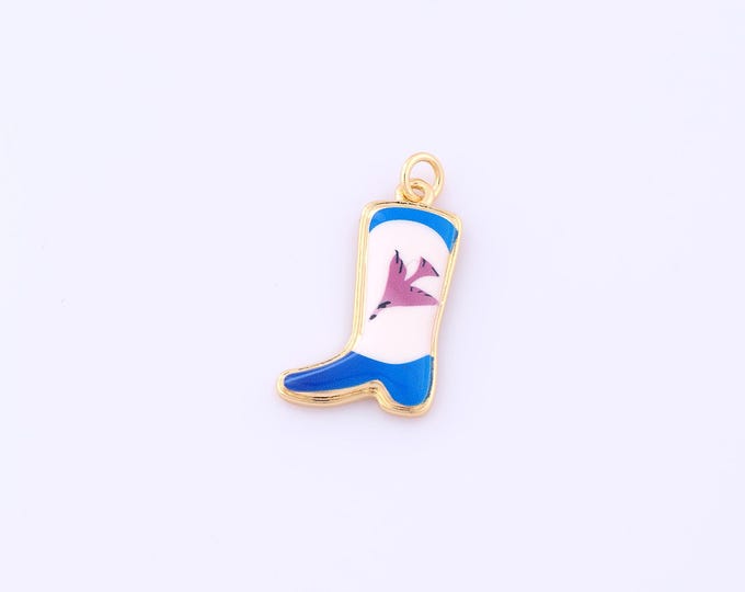 1 pcs Gold Enamel Knight Boots Pendant,18K Gold Filled Boots Charm,Knight Boots Charms DIY Bracelet Necklace Jewelry Making Findings Supply