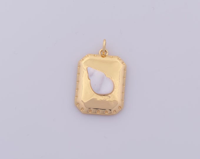 1 pcs Gold Enamel Conch Pendant,18K Gold Filled Square Charm,Conch Charms DIY Bracelet Necklace Jewelry Making Findings Supply