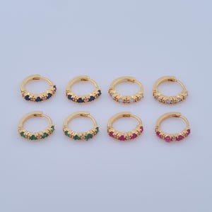 1 pair Gold CZ Hoop Earrings,18K Gold Filled Huggie Hoop Earring ,Hoop Earrings,Hypoallergenic Huggie Hoop,Gift for Her