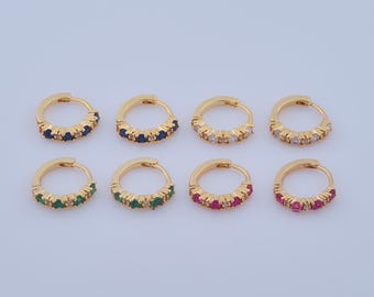 1 pair Gold CZ Hoop Earrings,18K Gold Filled Huggie Hoop Earring ,Hoop Earrings,Hypoallergenic Huggie Hoop,Gift for Her
