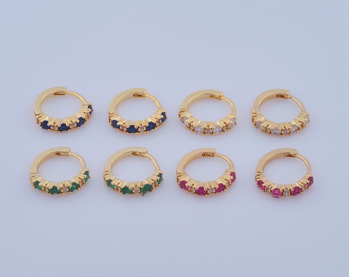 1 pair Gold CZ Hoop Earrings,18K Gold Filled Huggie Hoop Earring ,Hoop Earrings,Hypoallergenic Huggie Hoop,Gift for Her