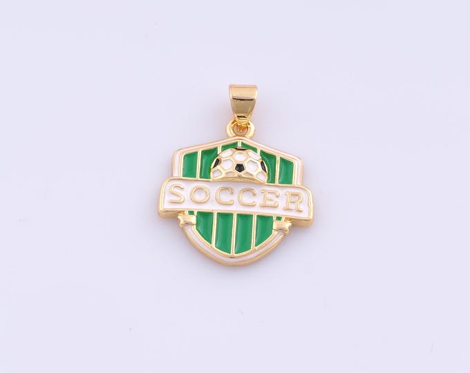 1pcs Enamel Football Team Logo Pendant,18K Gold Filled Soccer Charm,Team Logo Charm DIY Bracelet Necklace Jewelry Making Finding Supply