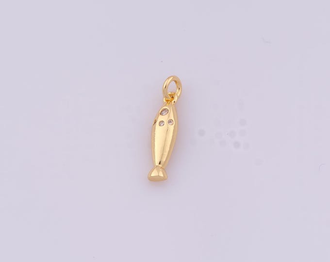 1 pcs Gold CZ Fish Pendant,18K Gold Filled Marine Life Charm,Fish Charms DIY Bracelet Necklace Jewelry Making Findings Supply