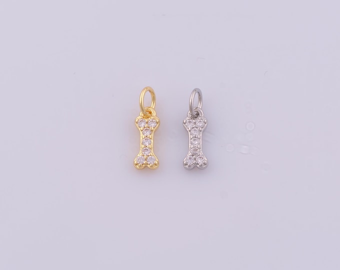 1 pcs Gold CZ Bone Pendant,18K Gold Filled Bone Charm,Bone Charms DIY Bracelet Necklace Jewelry Making Findings Supply