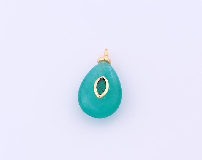 1 pcs Gold Energy Stone Pendant,18K Gold Filled Natural Stone Charm,Stone Charms DIY Bracelet Necklace Jewelry Making Findings Supply