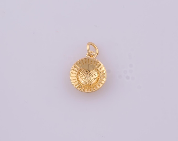 1 pcs Gold Heart Pendant,18K Gold Filled Love Charm,Heart Charms DIY Bracelet Necklace Jewelry Making Findings Supply
