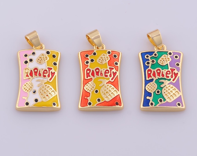 1 pcs Gold Enamel Candy Pendant,18K Gold Filled Sweet Charm,Candy Charms DIY Bracelet Necklace Jewelry Making Findings Supply