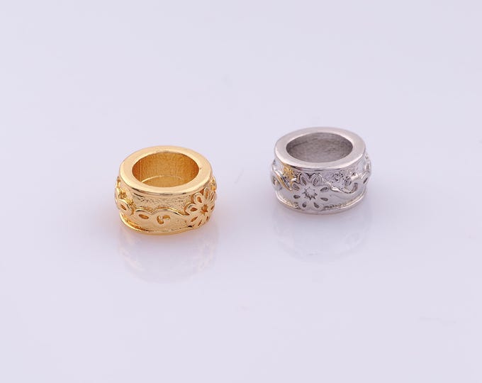 1 pcs 18K Gold Filled Round Spacer Beads,Large Hole Beads,Tube Beads for DIY Jewelry Making Findings Supply