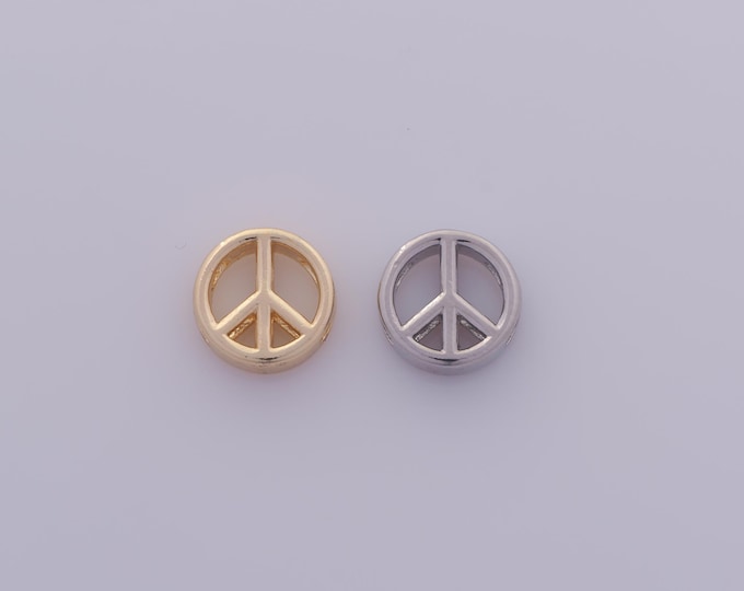 18K Gold Filled Peace Sign Spacer Beads,Symbol Beads,Round Beads for DIY Jewelry Making Findings Supply