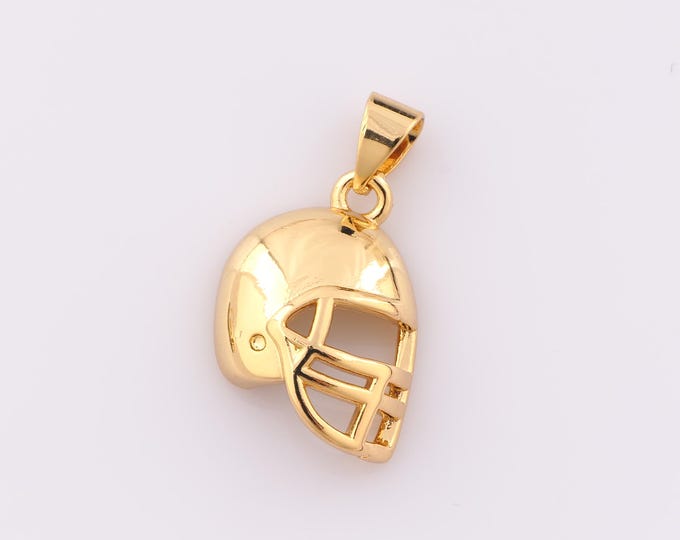 1 pcs Gold Rugby Helmet Pendant,18K Gold Filled Rugby Helmet Charm,Rugby Helmet Charm DIY Bracelet Necklace Jewelry Making Findings Supply