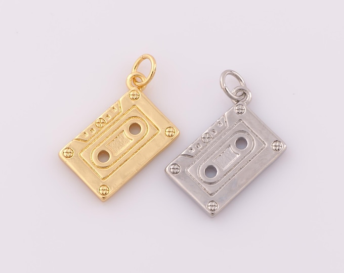 1 pcs Gold Tape Pendant,18K Gold Filled Tape Charms,Tape Charm DIY Bracelet Necklace Jewelry Making Findings Supply