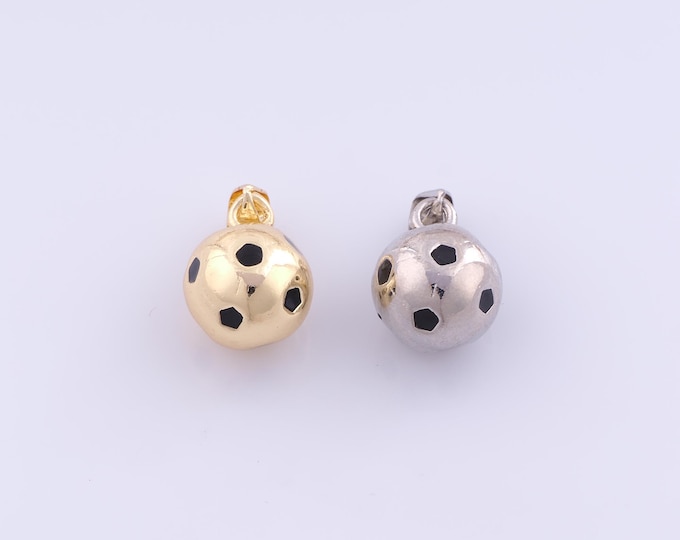 1 pcs Gold Enamel Football Pendant,18K Gold Filled Sports Charm,Soccer Charms DIY Bracelet Necklace Jewelry Making Findings Supply