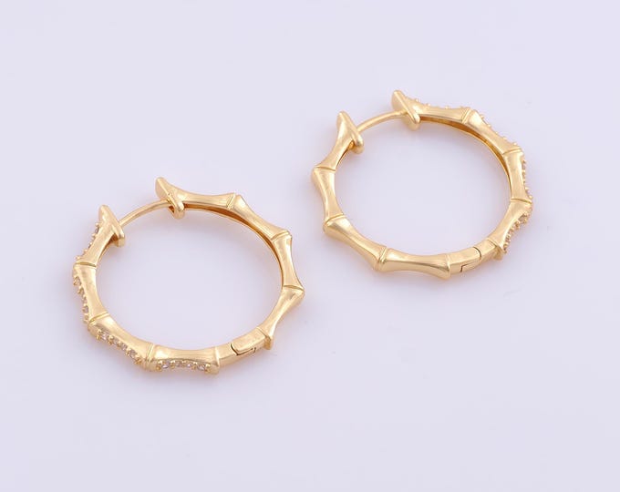 1 pair Gold CZ Hoop Earrings,18K Gold Filled Huggie Hoop Earrings,Hoop Earrings,Hypoallergenic Huggie Hoop,Gift for Her