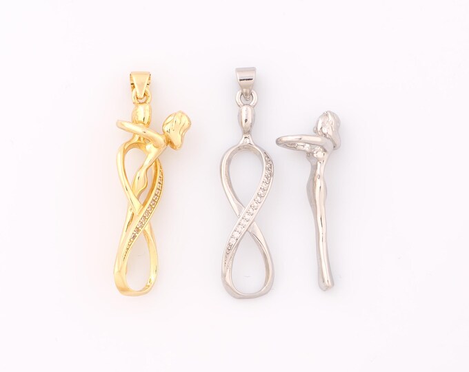 1 pcs Gold CZ Embrace Pendant,18K Gold Filled Embrace Charm,Embrace Charms,DIY Bracelet Necklace Jewelry Making Findings Supply