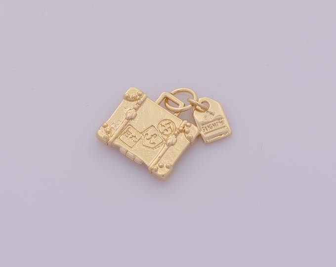 1 pcs Gold Suitcase Pendant,18K Gold Filled Travel Charm,FLIGHIH Charms DIY Bracelet Necklace Jewelry Making Findings Supply