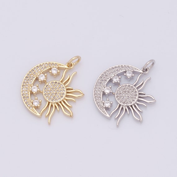 Lot De 30 Breloques Pendentifs Géométriques étoiles, Lunes, Soleils - Alliage Doré 14K, Pour Création Bijoux DIY