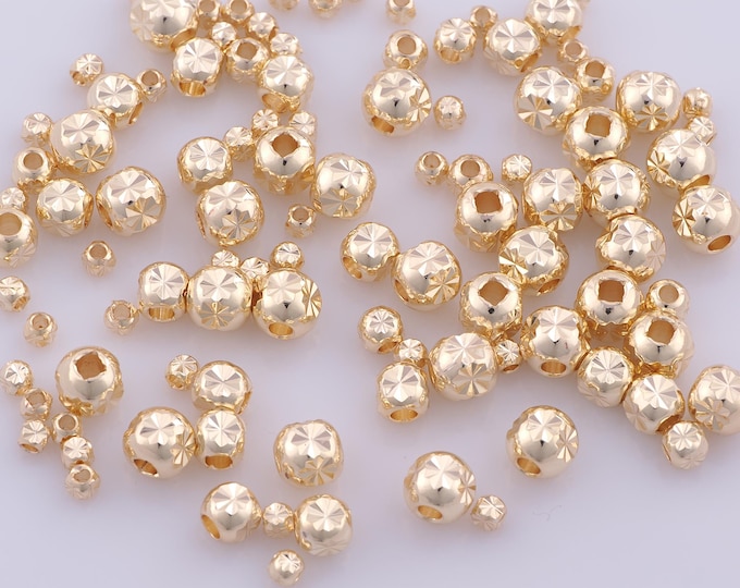 50 pcs 14K Gold Filled Round Ball Spacer Beads,Round Beads,Ball Beads for DIY Jewelry Making Findings Supply