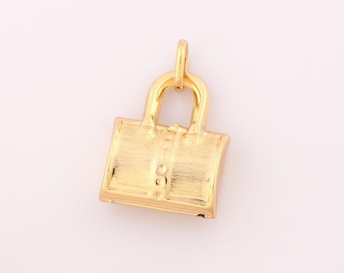1 pcs Gold Handbag Pendant,18K Gold Filled Handbag Charm,Handbag Charms DIY Bracelet Necklace Jewelry Making Findings Supply