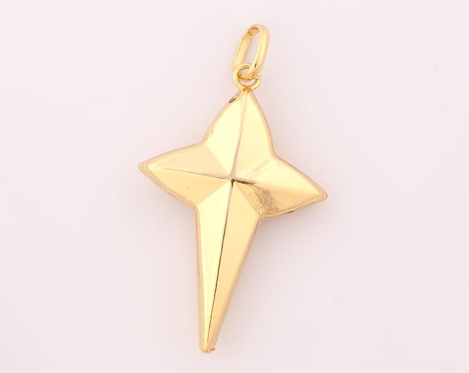 1 pcs Gold Cross Star Pendant,18K Gold Filled Cross Star Charm,Cross Star Charms DIY Bracelet Necklace Jewelry Making Findings Supply