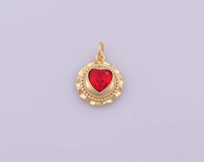 1 pcs Gold CZ Heart Pendant,18K Gold Filled Love Charm,Heart Charms DIY Bracelet Necklace Jewelry Making Findings Supply