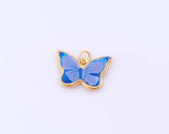 1 pcs Gold Enamel Butterfly Pendant,18K Gold Filled Insect Charm,Butterfly Charms DIY Bracelet Necklace Jewelry Making Findings Supply