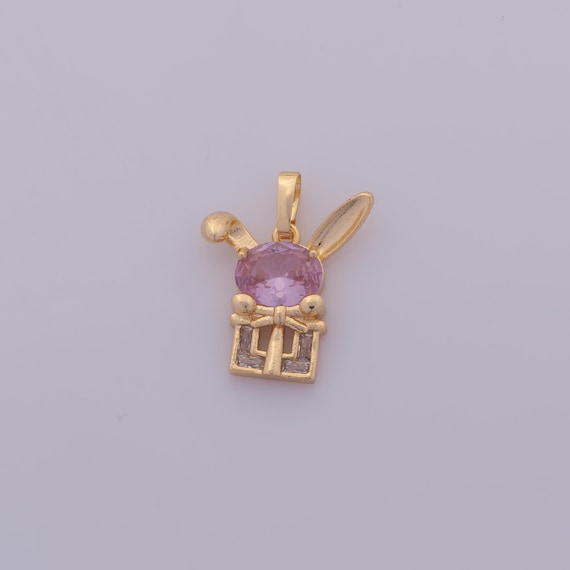ゴールド CZ ウサギペンダント 1 個、18K ゴールドフィルド アニマル