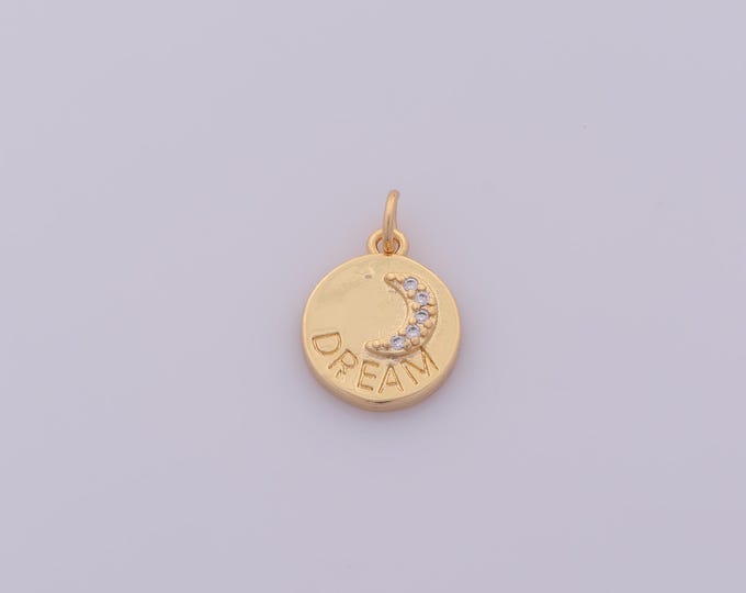 1 pcs Gold CZ Moon Pendant,18K Gold Filled Celestial Charm,DREAM Charms DIY Bracelet Necklace Jewelry Making Findings Supply