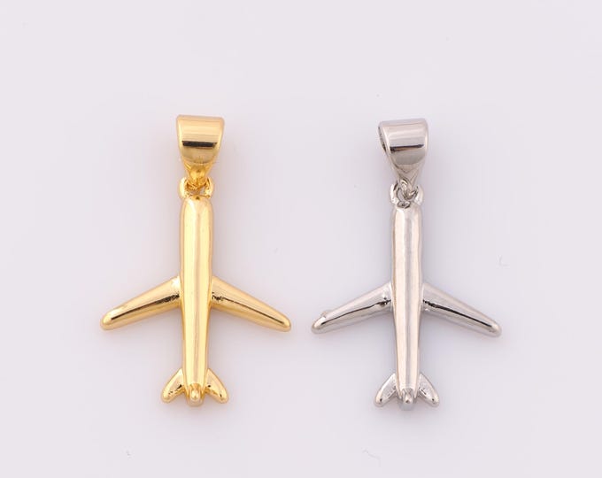 1 pcs Gold Airplane Pendant,18K Gold Filled Airplane Charm,Airplane Charm DIY Bracelet Necklace Jewelry Making Findings Supply