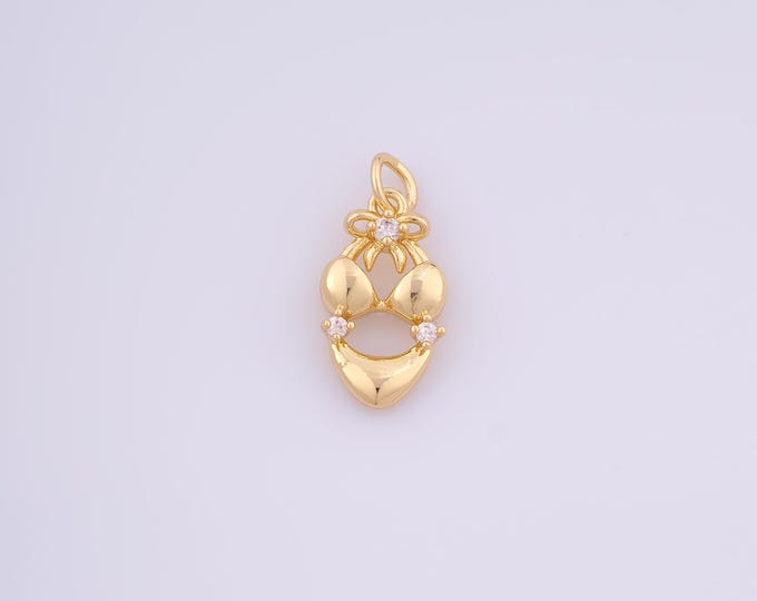 1 pcs Gold CZ Bikini Pendant,18K Gold Filled Bikini Charm,Bikini Charms DIY Bracelet Necklace Jewelry Making Findings Supply